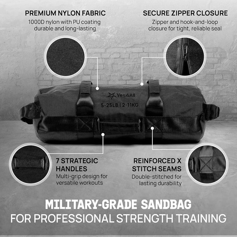 Yes4All 20kg/30kg/50kg/80kg Weight Bag - Sandbags Gym - Core Training Power Bag for Crossfit/Running/Workout/PowerLiffting - Sold UNFILLED - Image 2