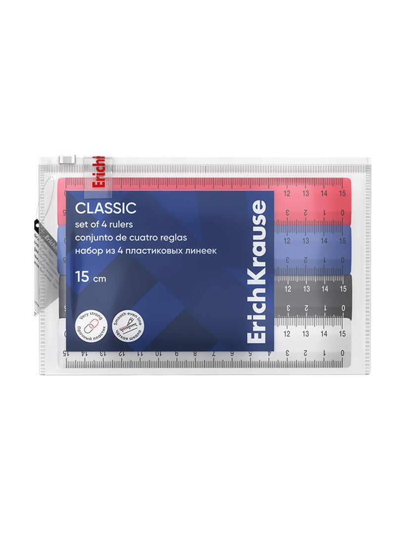 ErichKrause مساطر بلاستيكية 4 قطع بطول 15 سم بألوان متنوعة - Image 3