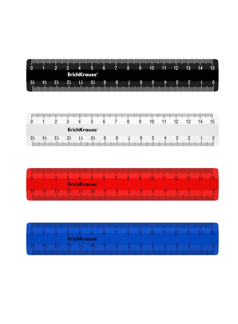 ErichKrause مساطر بلاستيكية 4 قطع بطول 15 سم بألوان متنوعة - Image 2