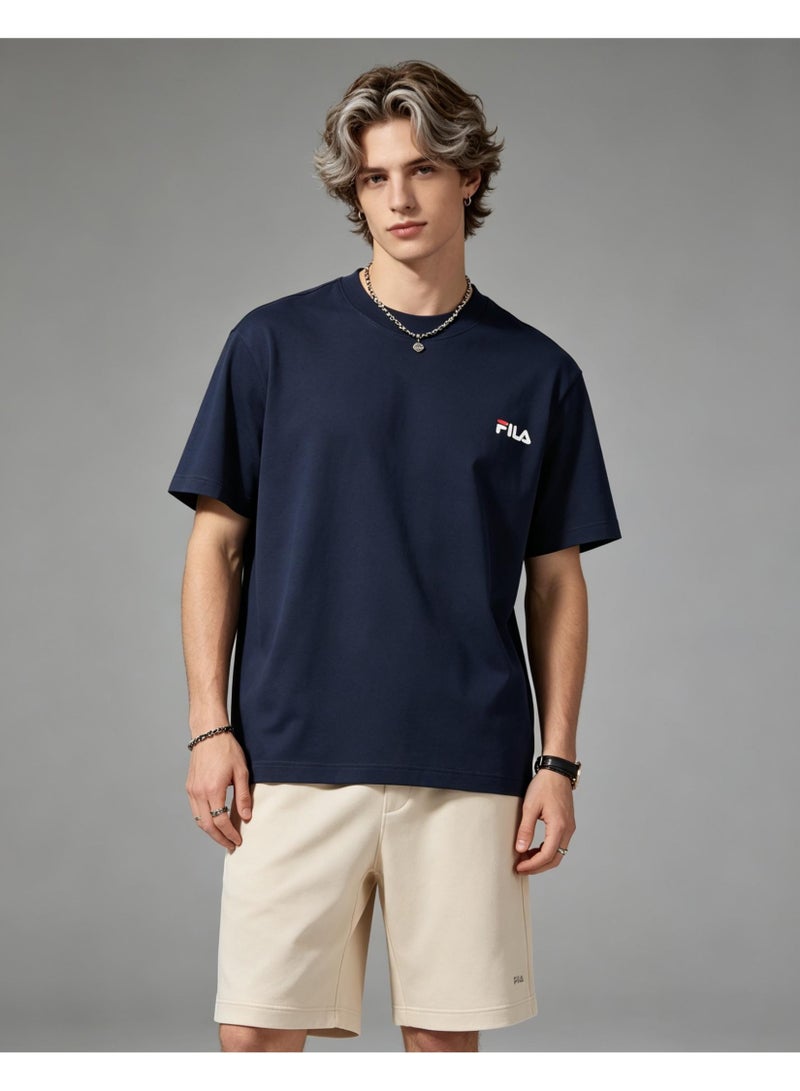 FILA classic round neck short sleeve loose shoulder cotton unisex T-shirt casual Joker top - Image 4