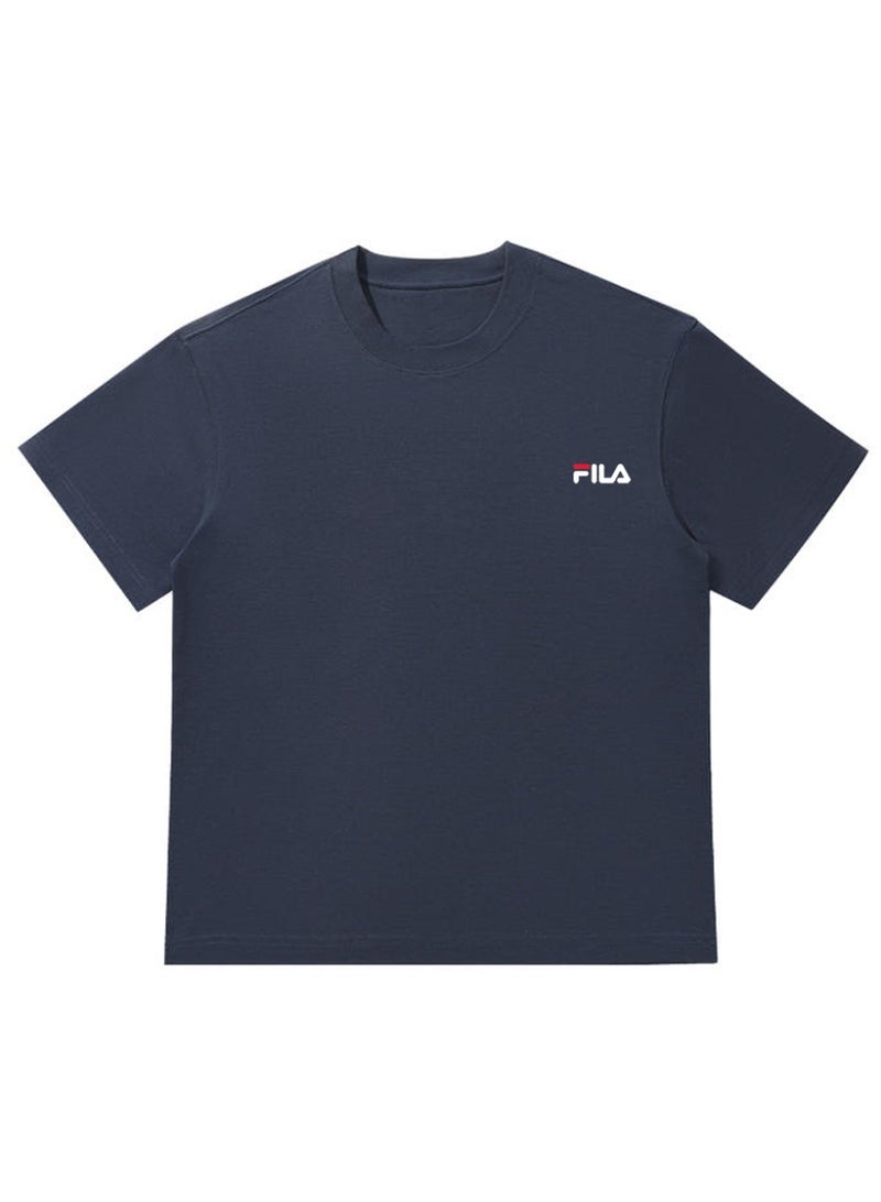 FILA classic round neck short sleeve loose shoulder cotton unisex T-shirt casual Joker top - Image 3