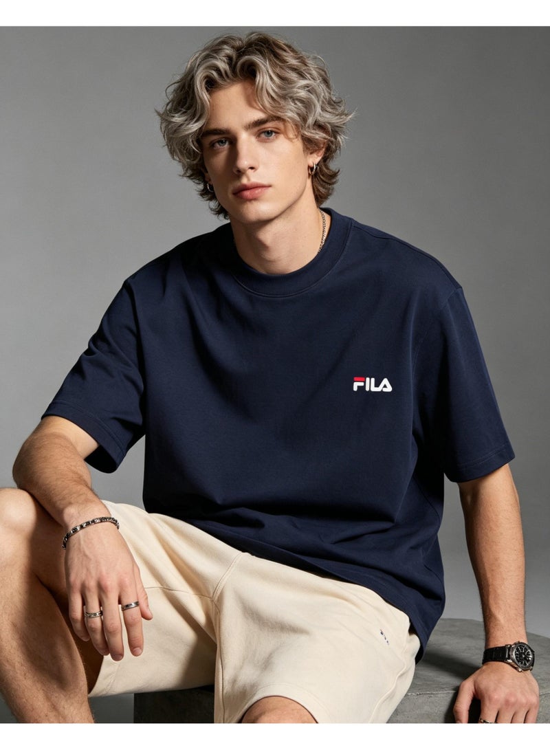 FILA classic round neck short sleeve loose shoulder cotton unisex T-shirt casual Joker top - Image 2