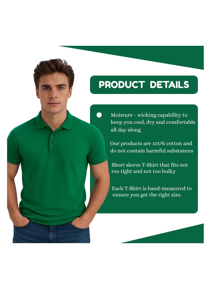 PRINTSHOP4ME Basic Adult Unisex Polo Short Sleeve Tshirt 220 GSM Green - Image 4