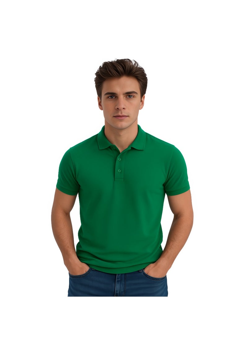PRINTSHOP4ME Basic Adult Unisex Polo Short Sleeve Tshirt 220 GSM Green - Image 1