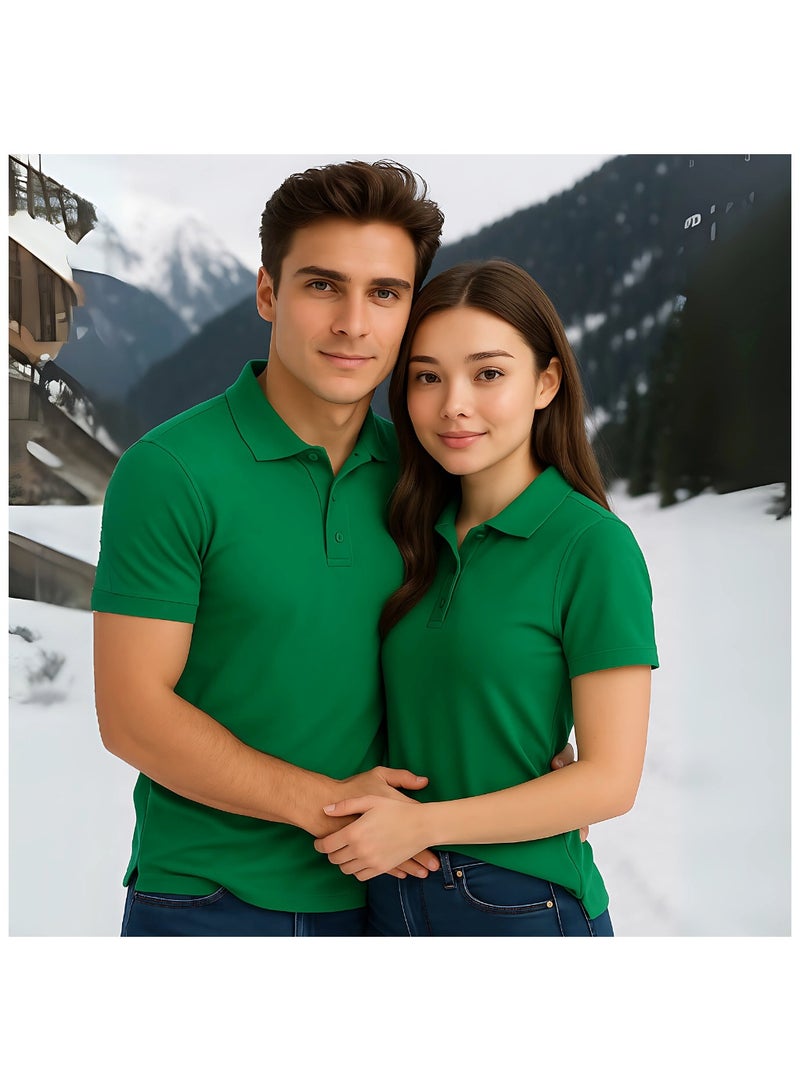 PRINTSHOP4ME Basic Adult Unisex Polo Short Sleeve Tshirt 220 GSM Green - Image 3