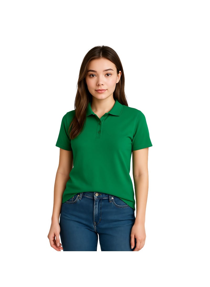 PRINTSHOP4ME Basic Adult Unisex Polo Short Sleeve Tshirt 220 GSM Green - Image 2
