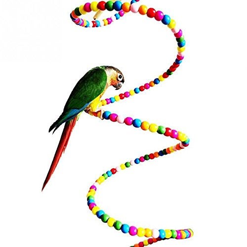 Sage Square Jumbo Playful Natural Wood Bead Swing Flexible Ladder Toy for Birds - 100 cm - Image 5
