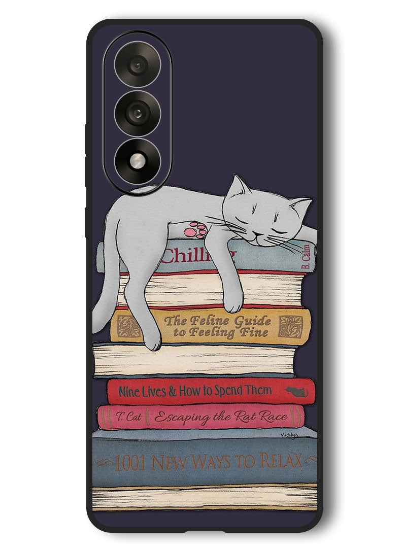 Theodor Case Compatible with OnePlus Nord 5 6.83 Inch Protection Shockproof Bumper Cover Cat With Books - Image 1