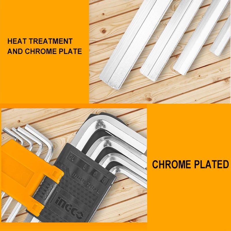 INGCO Ingco 9pcs Hex Key Set 15mm 10MM CrV Heat Treatment and Chrome Plate Perfect For Carpenters Construction  - Image 5