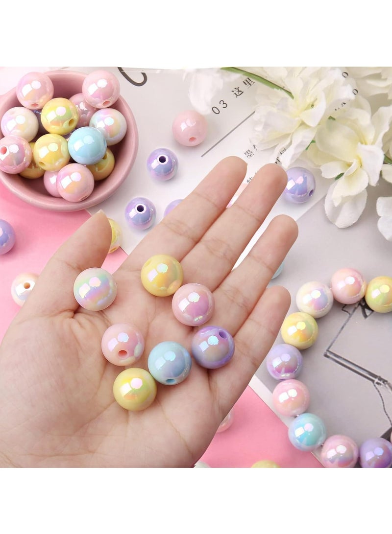 SYOSI 50PCs 16mm AB Color Acrylic Round Beads, Assorted Glow in The Dark Mix Plastic Pastel Loose Spacer Bubblegum Beads for Jewelry Making Phone Strap DIY Crafts - Image 5