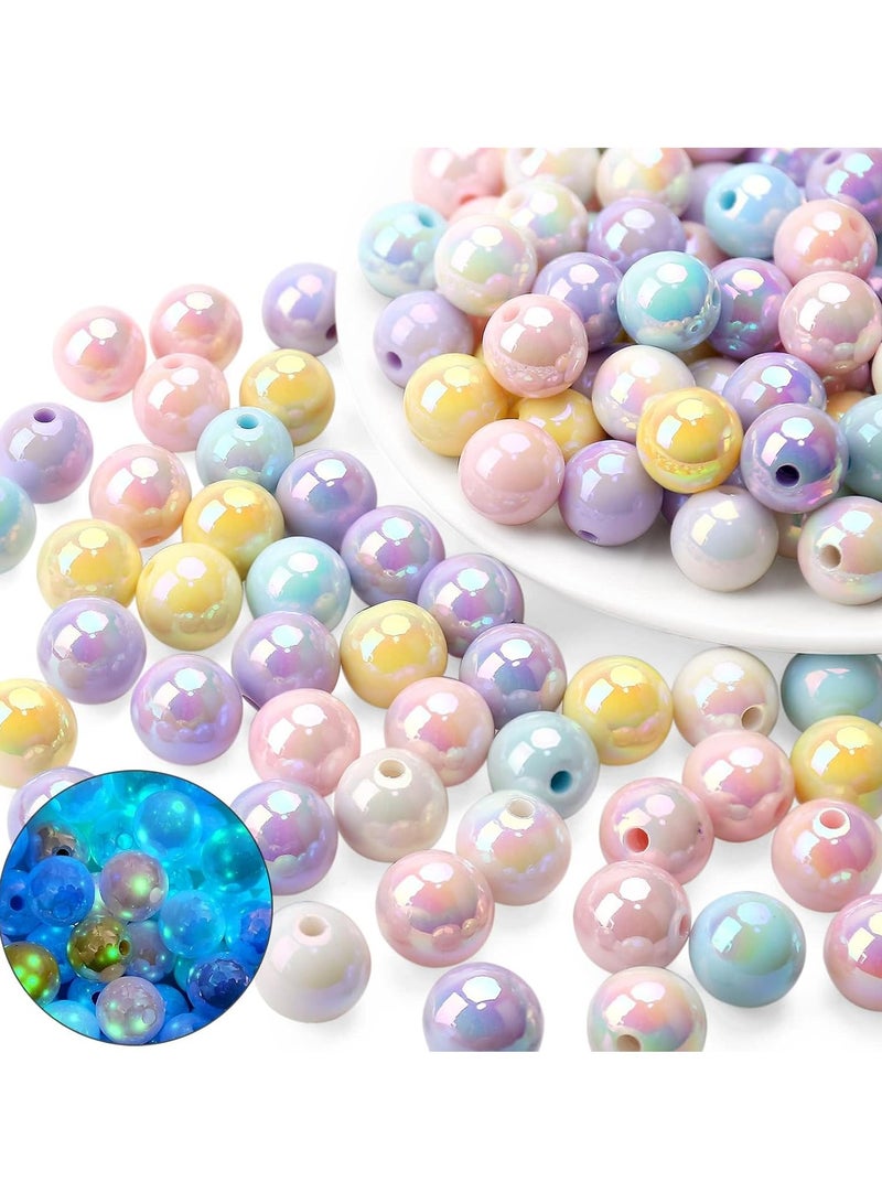 SYOSI 50PCs 16mm AB Color Acrylic Round Beads, Assorted Glow in The Dark Mix Plastic Pastel Loose Spacer Bubblegum Beads for Jewelry Making Phone Strap DIY Crafts - Image 1