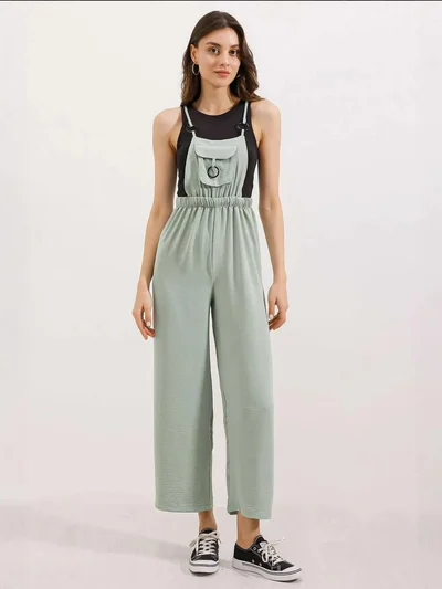 BIG DART BDART Relaxed Fit Long Denim Overalls with Pocket