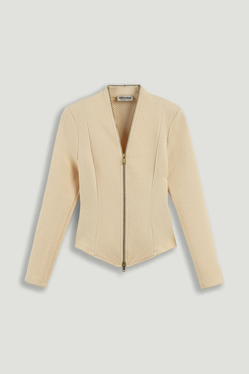 نوكتورن بلوزة بسحاب أمامي بنقوش