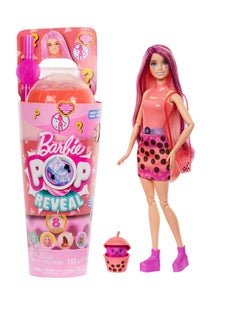 Pop Reveal Pink Wick Blonde Doll with Tumbler Wizard Mochi Bubble Tea with Ice Cubes Reveal Clothes, Pets and Surprise Accessories, Toy +3 Years Old