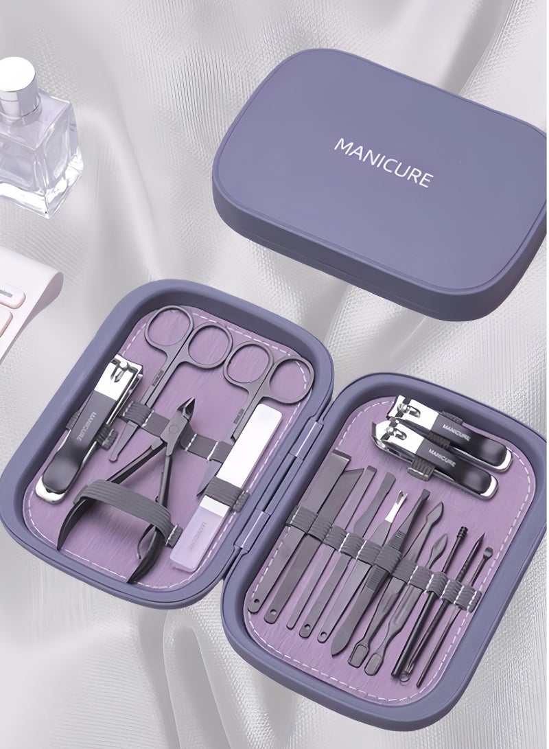 18 في 1 مسمار كليبر تقليم أظافر مجموعة بنفسجي حالم - Image 1