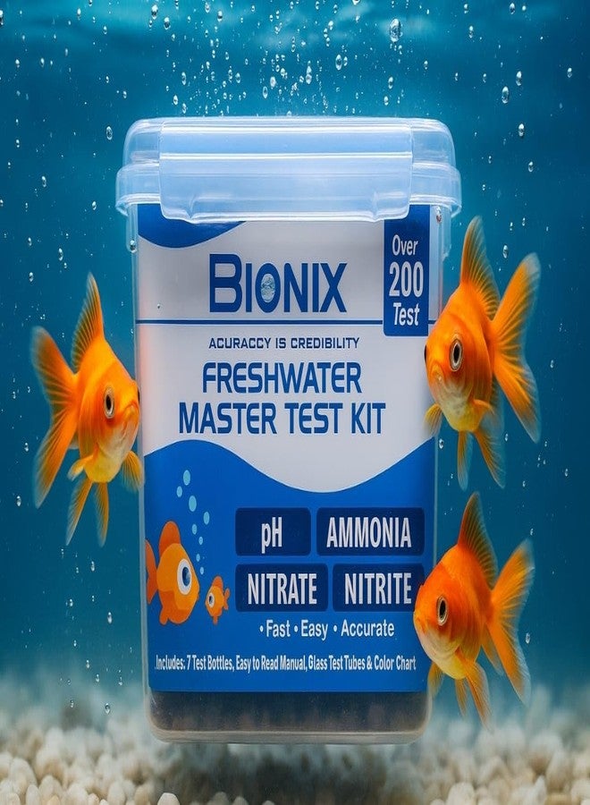 Bionix مجموعة اختبار المياه العذبة الرئيسية من BIONIX (200 اختبار) | مجموعة اختبار درجة الحموضة والأمونيا والنتريت والنترات لأحواض السمك. - Image 4