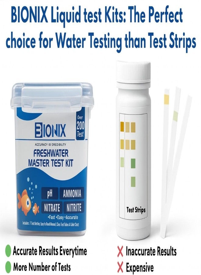 Bionix مجموعة اختبار المياه العذبة الرئيسية من BIONIX (200 اختبار) | مجموعة اختبار درجة الحموضة والأمونيا والنتريت والنترات لأحواض السمك. - Image 5