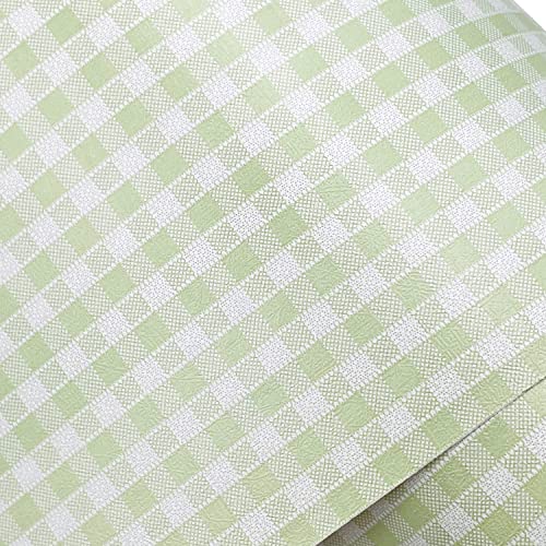 Yifasy 32.8ft Roll Green Plaid Shelf Liner Peel and Stick Furniture Shelving Paper Vinyl Wallpaper Cabinet Sticker (L-393.7x17.7 Inch) - Image 4