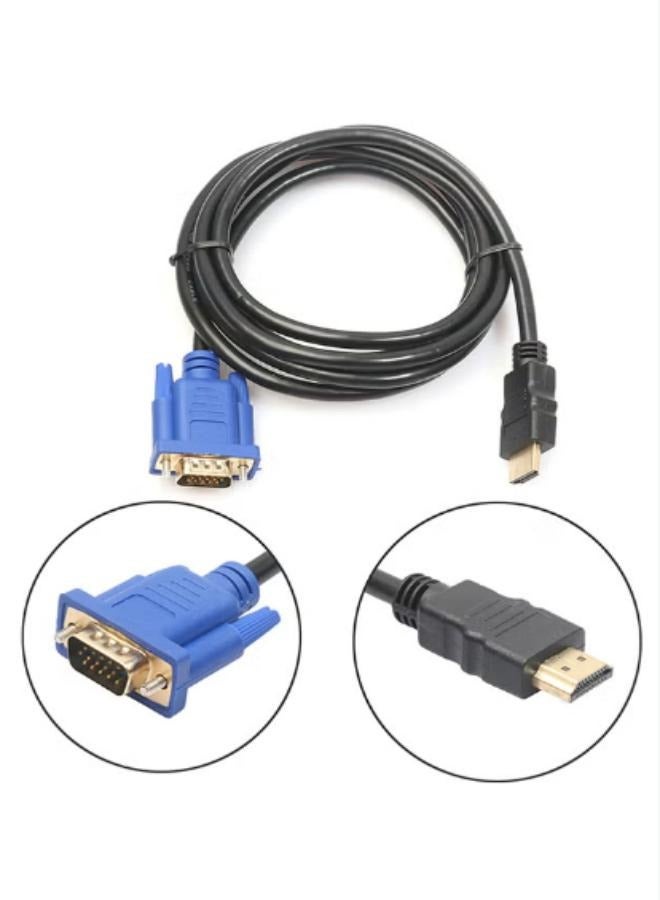 كابل محول HDMI إلى VGA - موصل مذهب دقة 1080P فول أند - طول 5 أقدام - محول لون أسود - Image 3