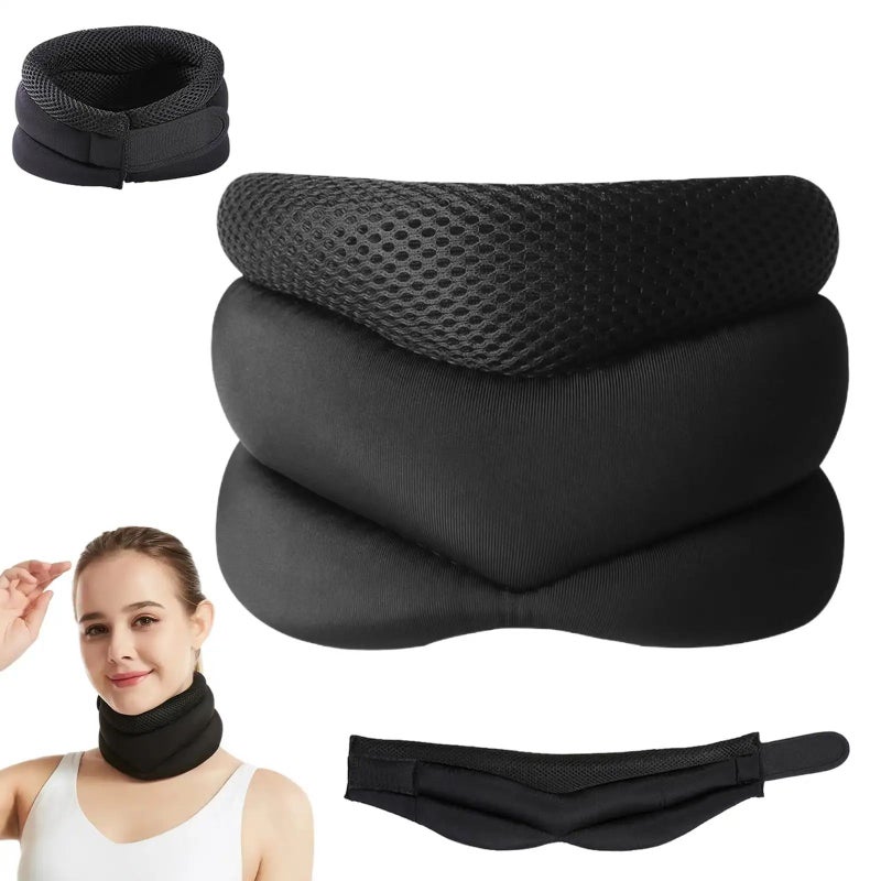 Ergonomic Anti Snoring Neck Pillow Cervical Support Black Side Sleeper Travel - Image 4