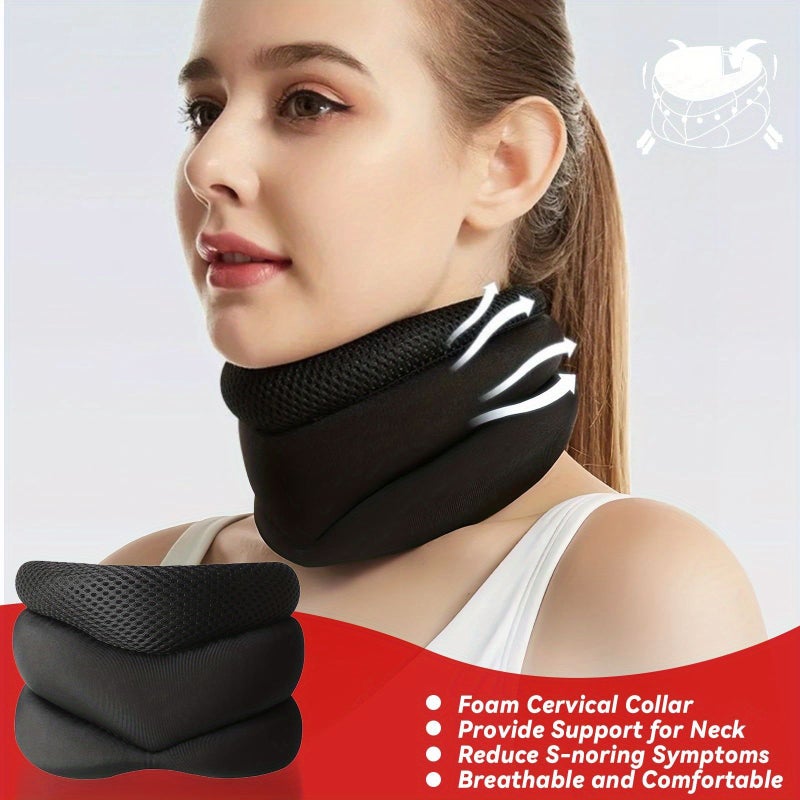 Ergonomic Anti Snoring Neck Pillow Cervical Support Black Side Sleeper Travel - Image 1