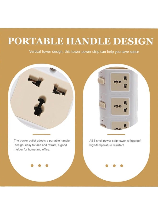 شريط طاقة عالمي، برج عمودي متعدد المقابس، واقي من زيادة التيار الكهربائي مع منافذ شحن متعددة المقابس USB، منظم مكتب، مناسب لأجهزة متعددة، هاتف محمول، ملحقات الكمبيوتر (ذهبي) - Image 3