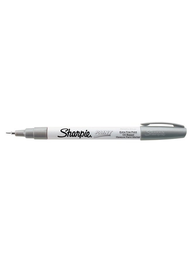 Sharpie Oil-Based Paint Marker, Extra Fine Point, Metallic Silver, 1 Count - Great for Rock Painting - Image 1