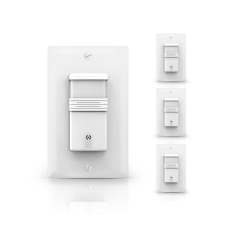 ECOELER 3Way Occupancy Motion Sensor Light Switch, Neutral Wire Required, PIR Infrared Motion Activated Wall Switch with Adjustable Timer & Sensitivity, Title 24, UL Listed, White, 4Pack - Image 1
