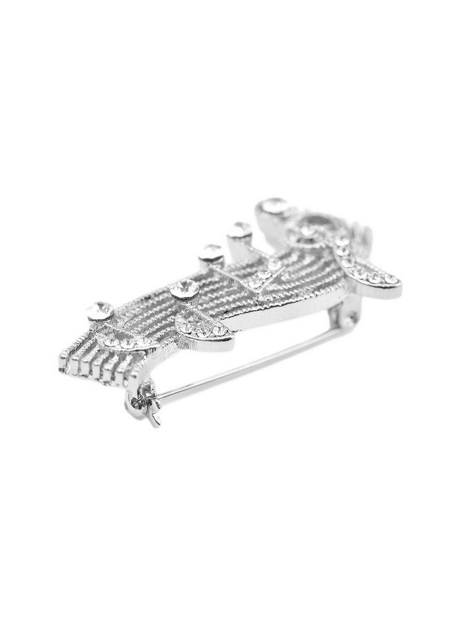 chelseachicNYC Tiny Jewel Crystal Music Note Melody Brooch Pin Silver - Image 2