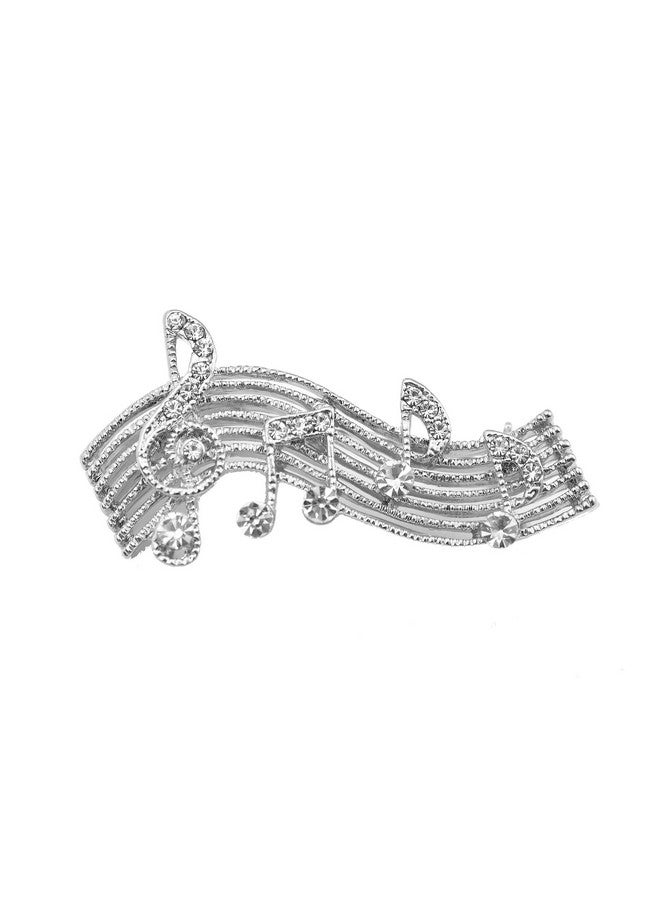 chelseachicNYC Tiny Jewel Crystal Music Note Melody Brooch Pin Silver - Image 1