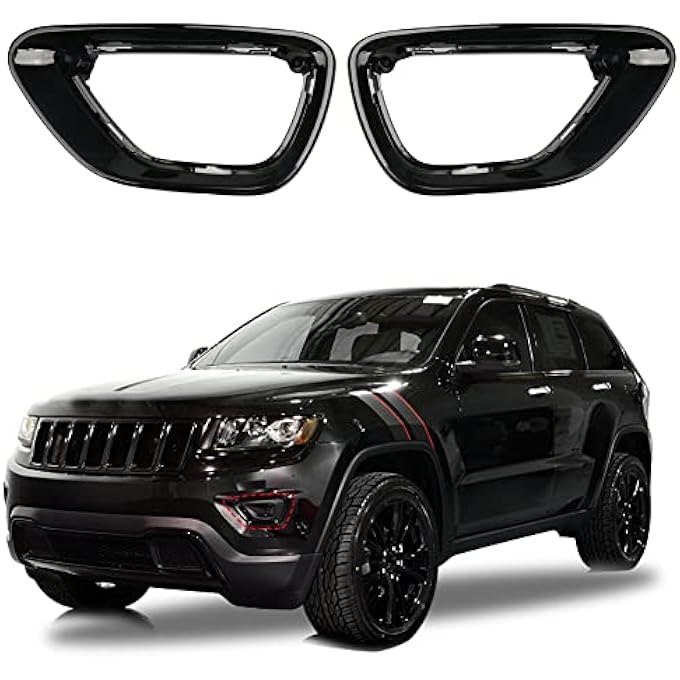 rayihni Black Front Fog Light Cover Fog Lamp Trim Replace For 20142016 Jeep Grand Cherokee 20142016 - Image 2
