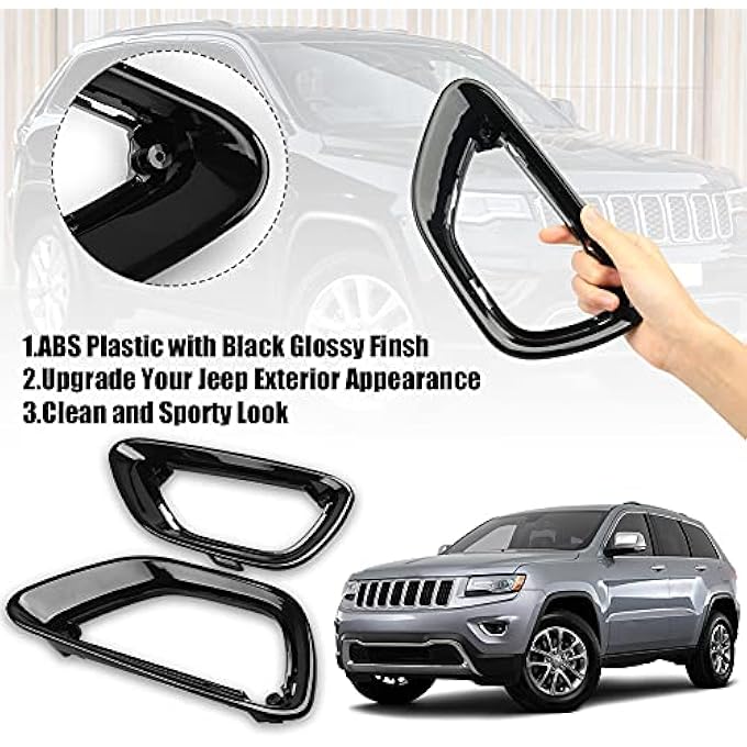 rayihni Black Front Fog Light Cover Fog Lamp Trim Replace For 20142016 Jeep Grand Cherokee 20142016 - Image 4