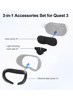 XICEN Silicone Face Pad Cover for Meta Quest 3 Face Cushion Washable Sweat-proof Non-Slip Nose Pad and Lens Cover Protector with Light Blocking  - Image 3