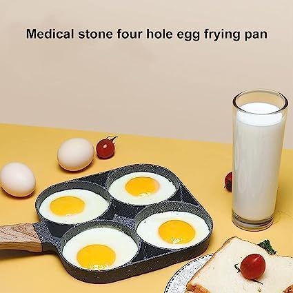 ECAPT Non Stick Grill Pan Mini Pan Uttapam Tawa Aluminum Multi Snack Maker 4 Cavity Pancake Maker Black - Image 2