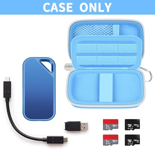 PAIYULE Case Compatible with SanDisk 1TB 2TB 4TB 500GB 8TB for SanDisk Extreme PRO Portable SSD External Hard Drive, Memory Card SD SDXC SDHC Card Storage Holder Organizer (Box Only)(Lightblue) - Image 2