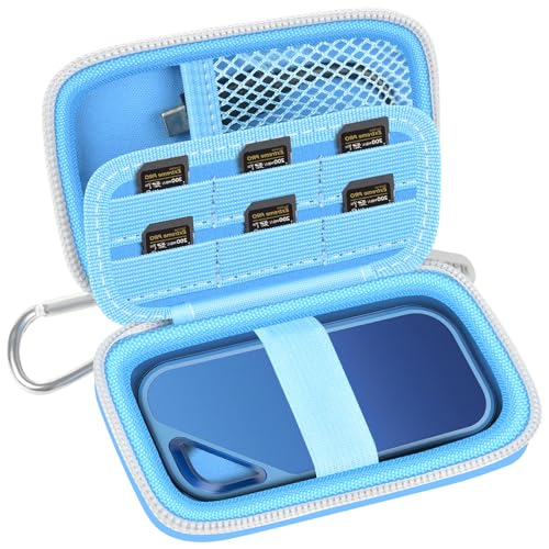 PAIYULE Case Compatible with SanDisk 1TB 2TB 4TB 500GB 8TB for SanDisk Extreme PRO Portable SSD External Hard Drive, Memory Card SD SDXC SDHC Card Storage Holder Organizer (Box Only)(Lightblue) - Image 1