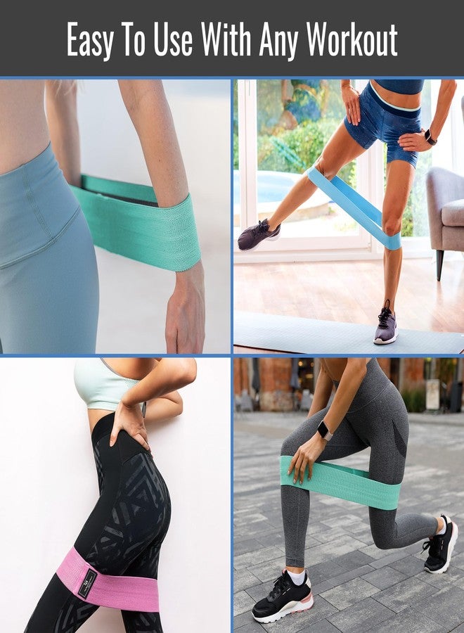 DMI Healthsmart Fabric Resistance Bands, Targets Abs, Glutes, Quads, Calves, Hamstrings, 3 bands with Variable Resistance Levels, Minimum 15lbs and Maxes at 70lbs, Travel Case & Exercises Included, Pastel - Image 2