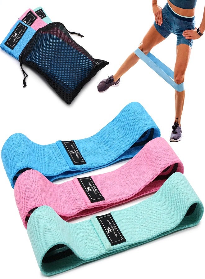 DMI Healthsmart Fabric Resistance Bands, Targets Abs, Glutes, Quads, Calves, Hamstrings, 3 bands with Variable Resistance Levels, Minimum 15lbs and Maxes at 70lbs, Travel Case & Exercises Included, Pastel - Image 1