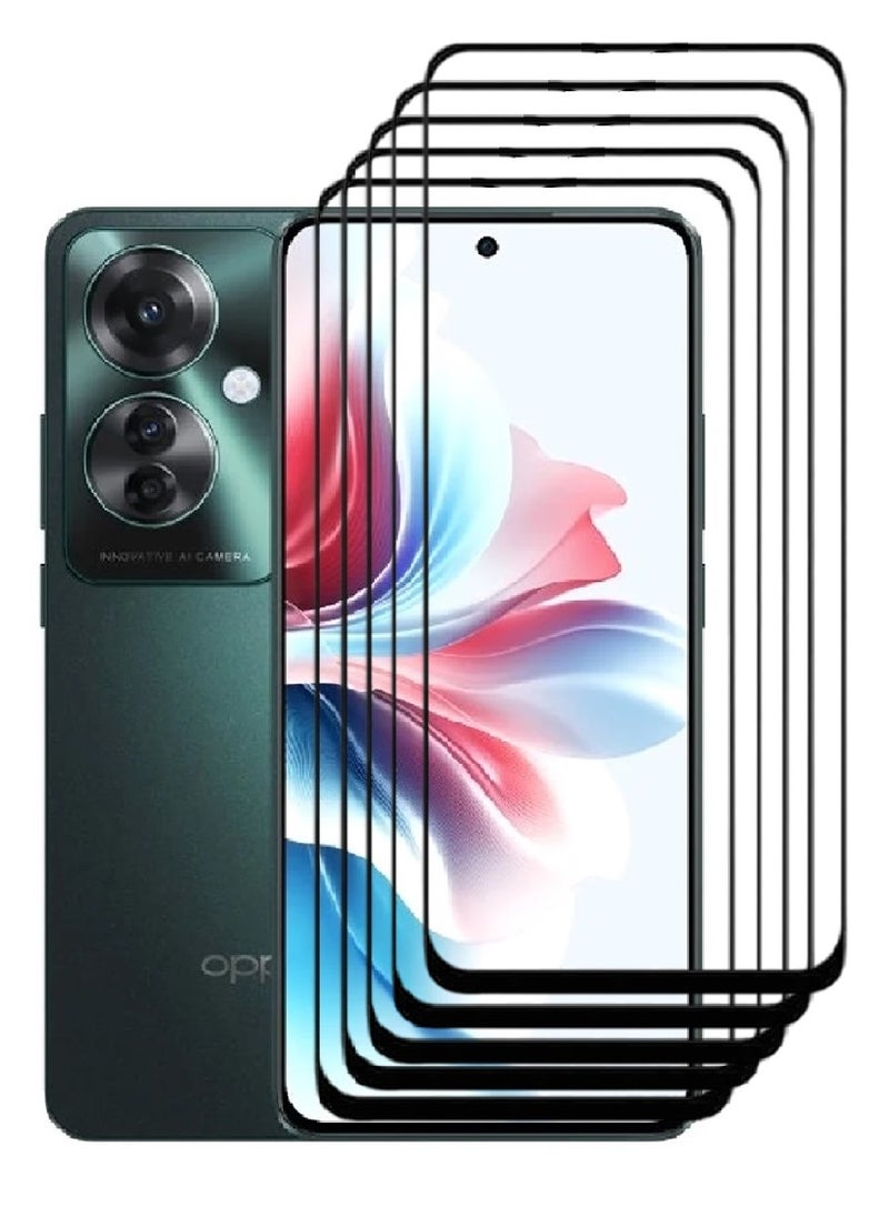 AINA 5 Pieces Tempered Glass Screen Protector 5D Designed For Oppo Reno11 F Full Glue Edge to Edge Full Screen Coverage And Bubble Free - Image 1
