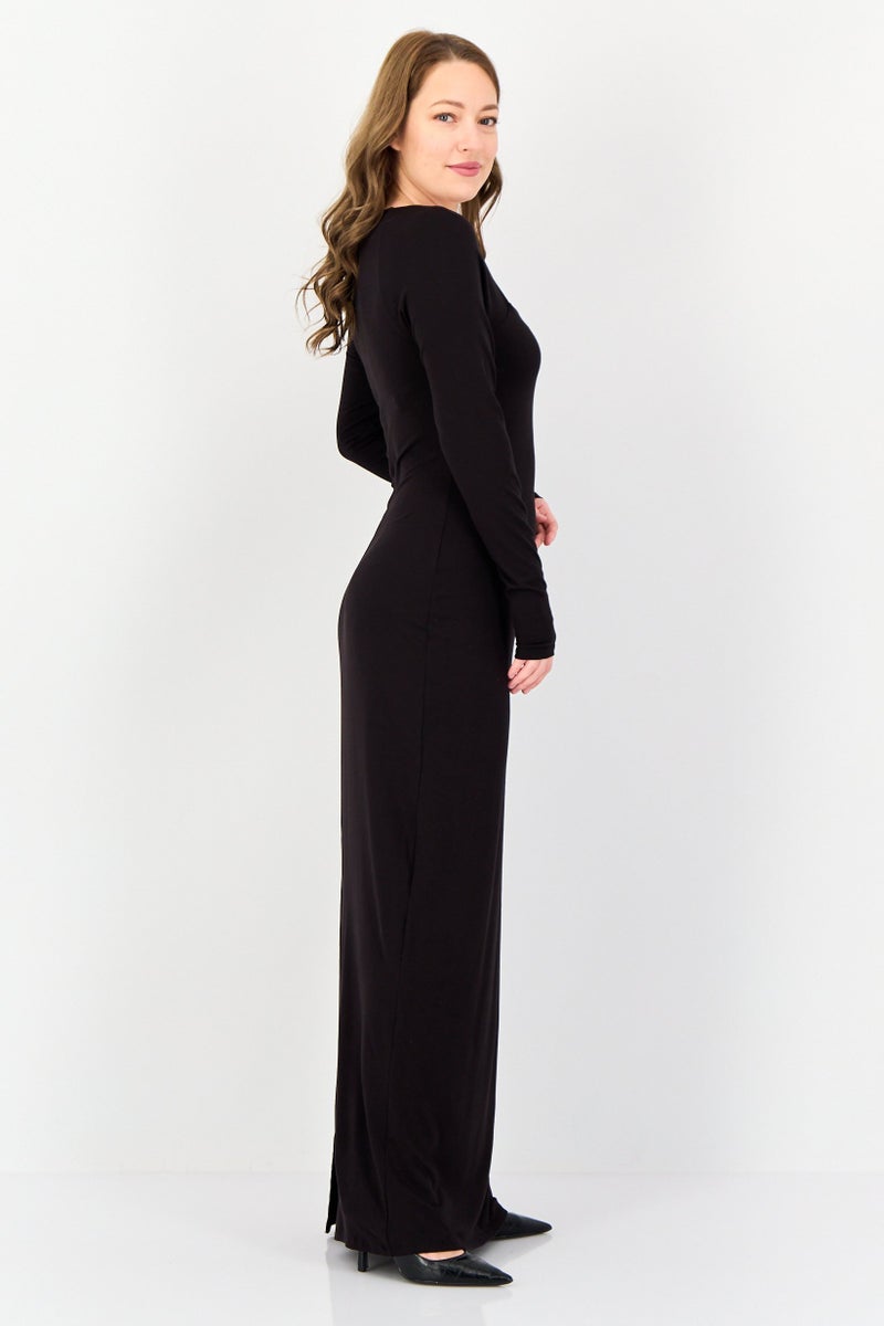 Kathy Ireland Women Solid Maxi  Dress, Black  - Image 3