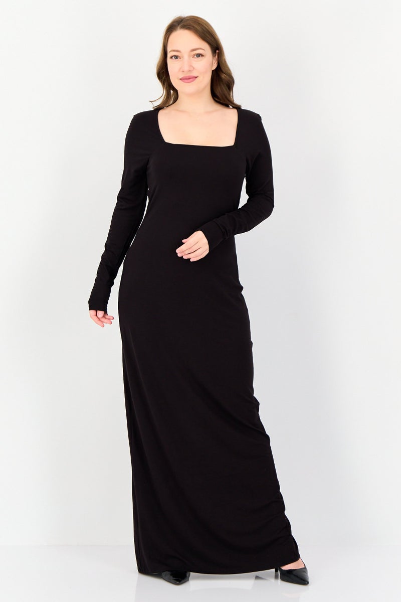 Kathy Ireland Women Solid Maxi  Dress, Black  - Image 1
