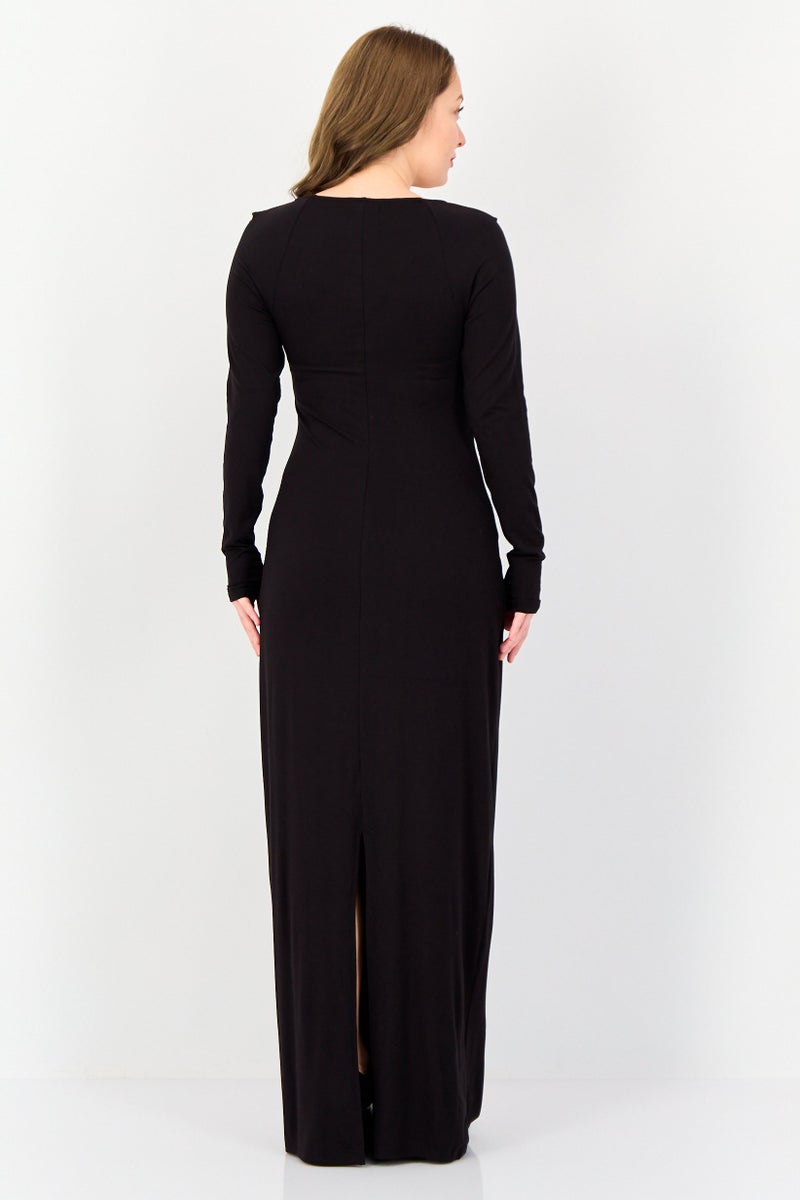 Kathy Ireland Women Solid Maxi  Dress, Black  - Image 2