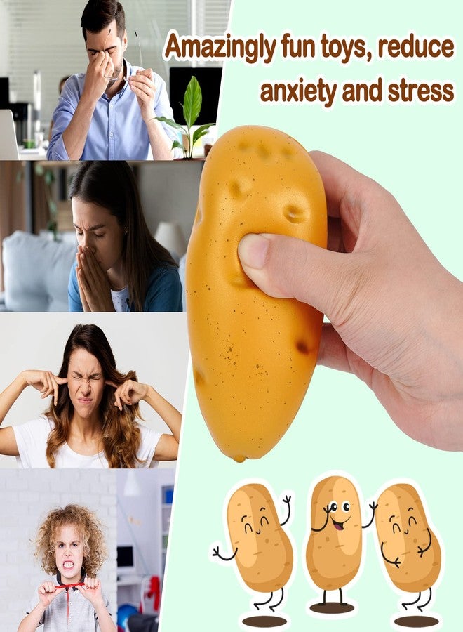 Deekin 4 Packs Potato Stress Balls Random Stuff Funny Stress Balls Relief Food Ball PU Fake Potato Fidget Vegetable Ball Elastic Relief for Women Men Anxiety Releasing Daily Relieving - Image 3