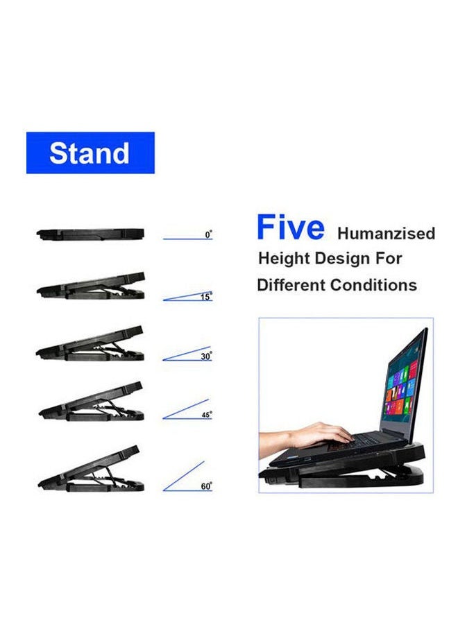 NIBEMINENT Riamoon-Laptop-Cooler-Quiet-Laptop-Cooling-Fan-2-Usb-Ports-Lap-Desk-Air-Cooling-Pad-With-Blue-Led-Light-Lcd-Display-Notebook-Cooler-Stand-For-10-15-6-Inch-Pc Multicolour  - Image 2