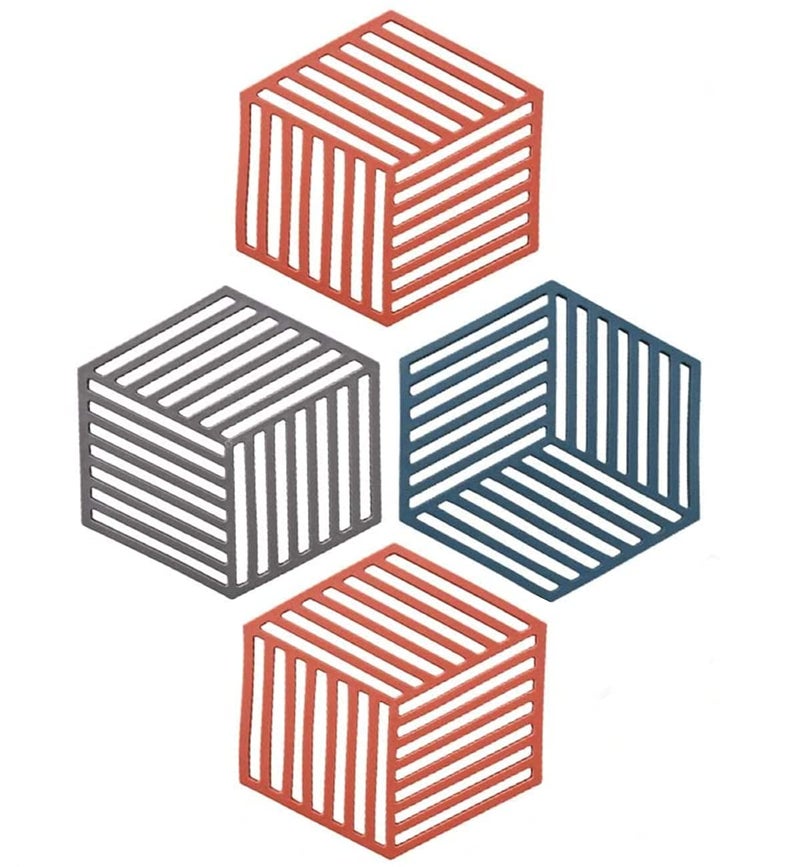 RoarCraft Pot Holders for Kitchen, Trivets for Hot Pots and Pans, PVC Mat, Hot Pads Trivet, PVC Pot Holders, Potholders, Table Pad, Multi-Use Heat Pads (Pack of 3, Multi-Color, Line) - Image 1