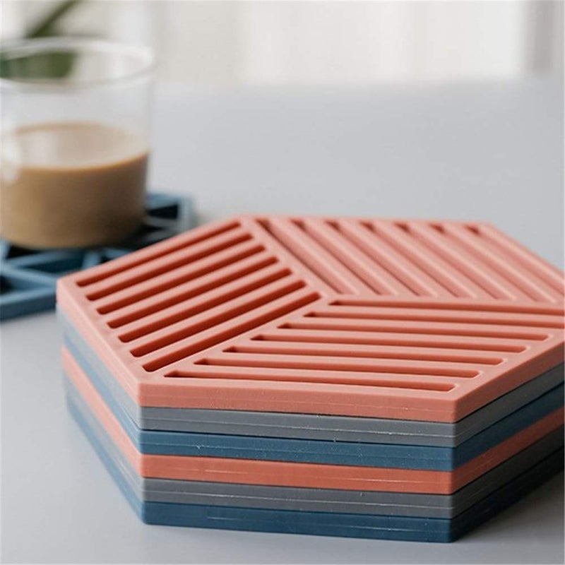 RoarCraft Pot Holders for Kitchen, Trivets for Hot Pots and Pans, PVC Mat, Hot Pads Trivet, PVC Pot Holders, Potholders, Table Pad, Multi-Use Heat Pads (Pack of 3, Multi-Color, Line) - Image 2