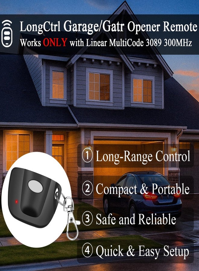 LongCtrl 2 Replacement for Linear MultiCode Garage Gate Door Opener Remote 3089,3070,3060,308911,MCS308911,MCS306010,MCS3070,10 dip Switch,300MHz - Image 3