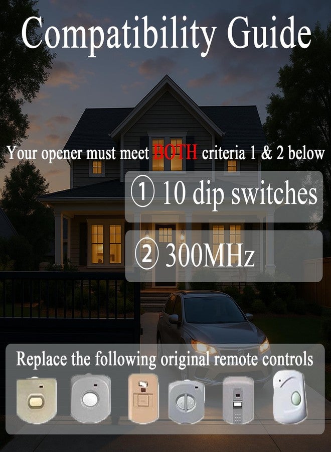 LongCtrl 2 Replacement for Linear MultiCode Garage Gate Door Opener Remote 3089,3070,3060,308911,MCS308911,MCS306010,MCS3070,10 dip Switch,300MHz - Image 2