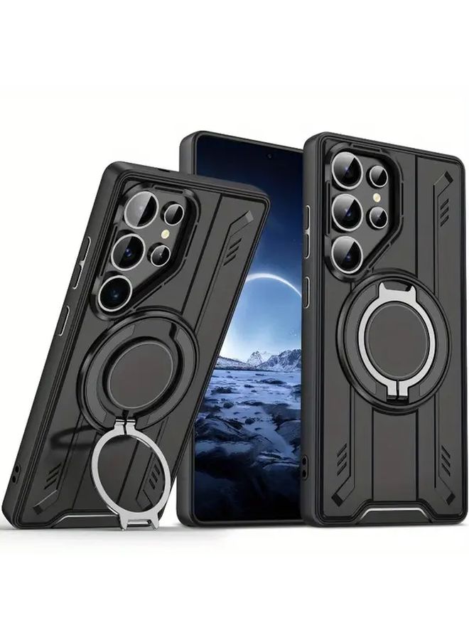 Creative Hidden Rotating Bracket Car Mount Horizontal Vertical Stand Compatible With Samsung Galaxy S24 Black - Image 1