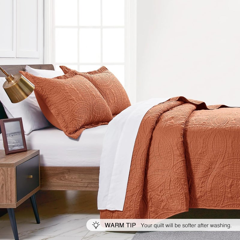 Love's cabin Quilts for Queen Bed Umber Bedspreads - Soft Bed Summer Quilt Lightweight Microfiber Bedspread- Modern Style Coin Pattern Coverlet for All Season - 3 Piece (1 Quilt, 2 Pillow Shams) - Image 4